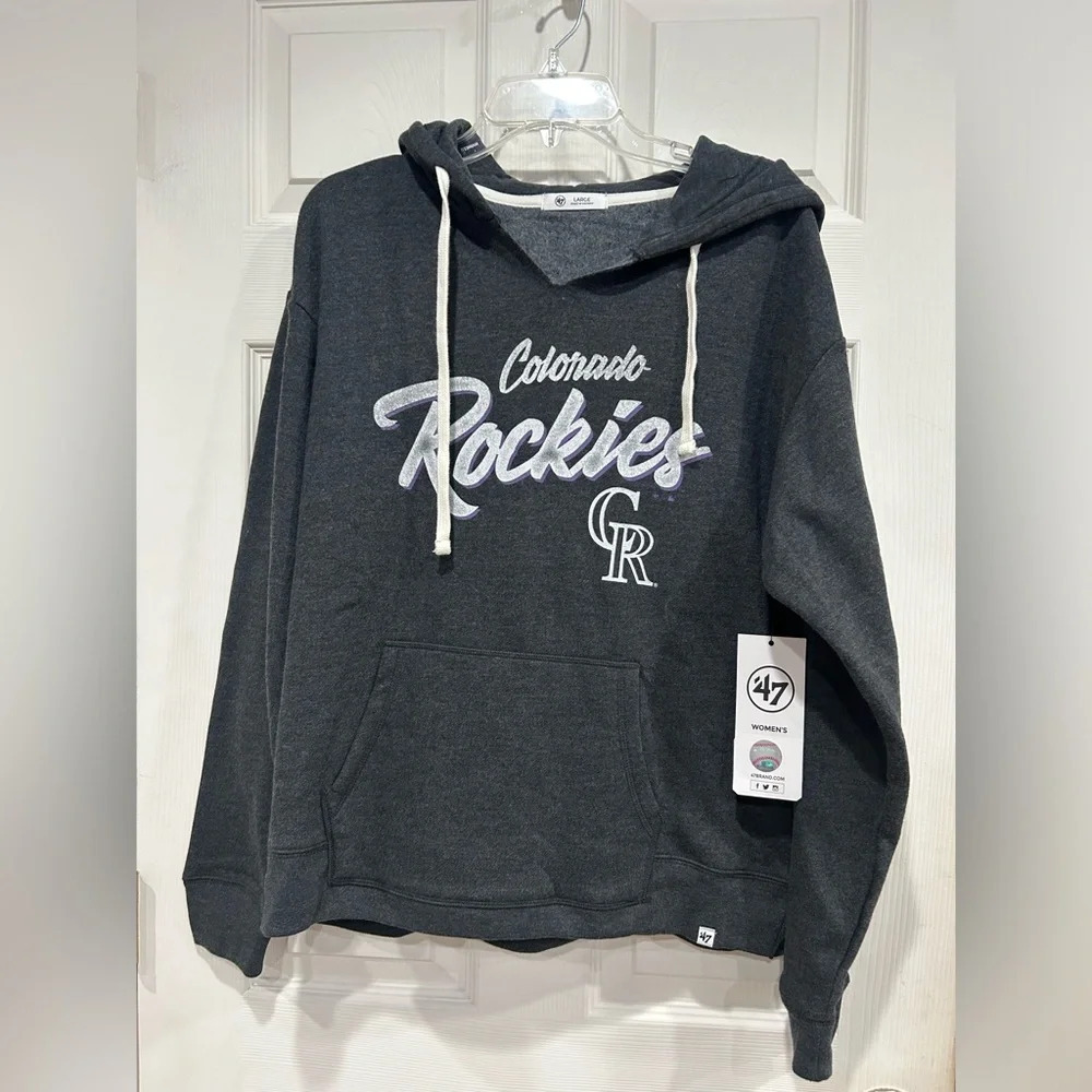 47 Women's L Large Colorado Rockies Baseball Black Rise Kennedy Hoodie NWT